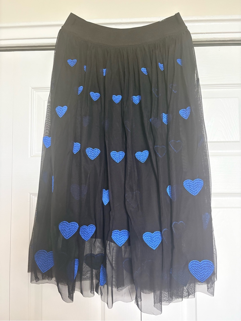 Alice + Olivia Blue Hearts Silk Skirt